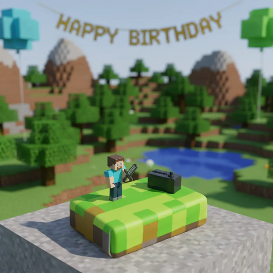 Minecraft®-Figur auf Spielewelt-Torte - Image 9