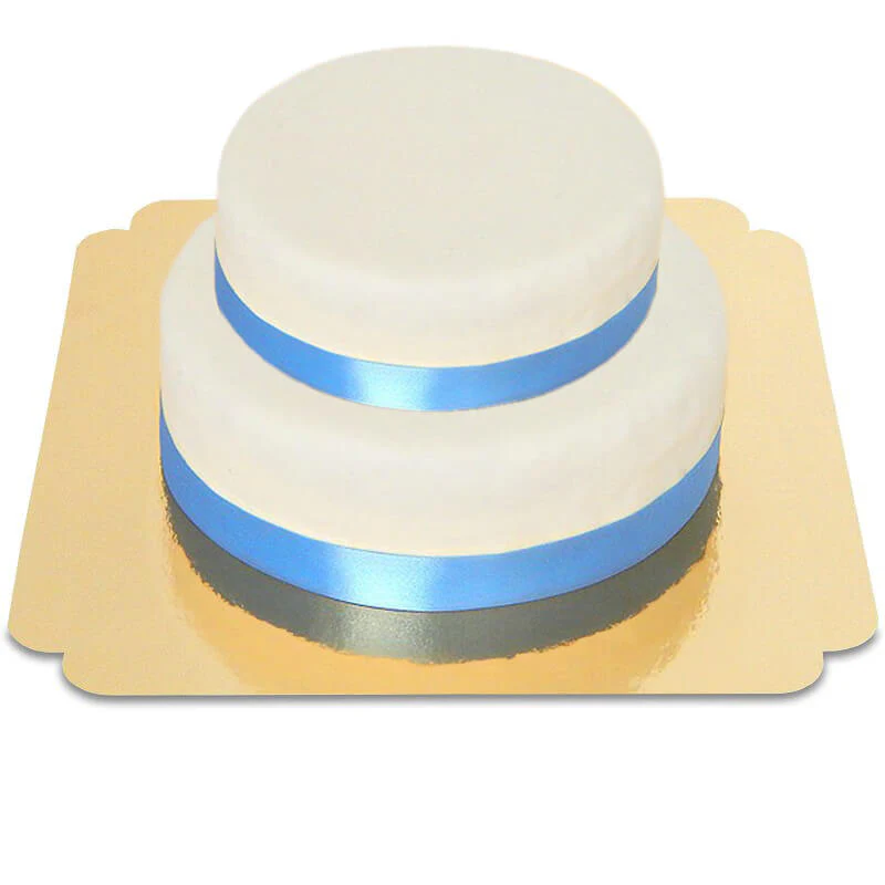 Zweistöckige weiße Torte mit Tortenband - Image 15