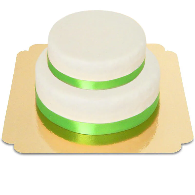 Zweistöckige weiße Torte mit Tortenband - Image 16