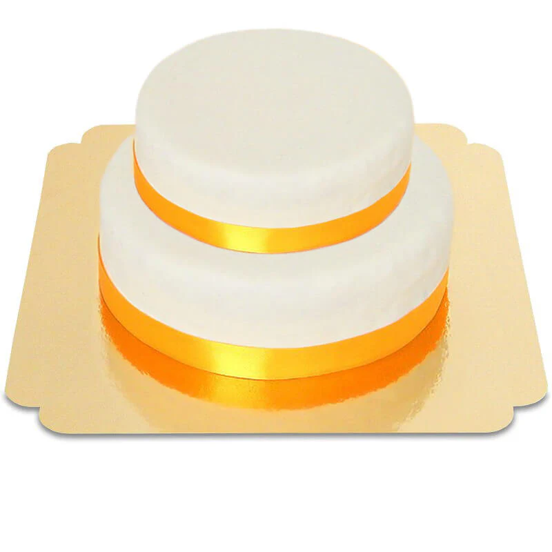 Zweistöckige weiße Torte mit Tortenband - Image 17
