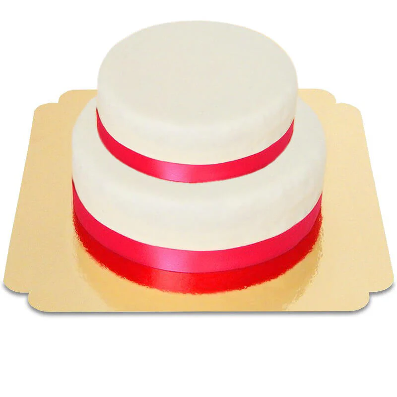 Zweistöckige weiße Torte mit Tortenband - Image 18