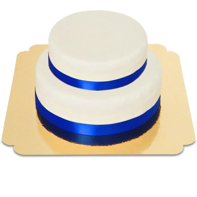 Zweistöckige weiße Torte mit Tortenband - Image 19