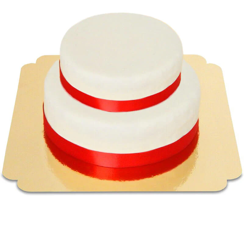 Zweistöckige weiße Torte mit Tortenband - Image 20
