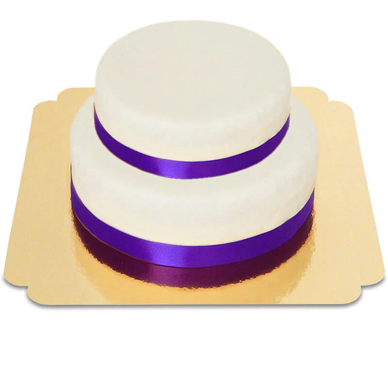 Zweistöckige weiße Torte mit Tortenband - Image 21