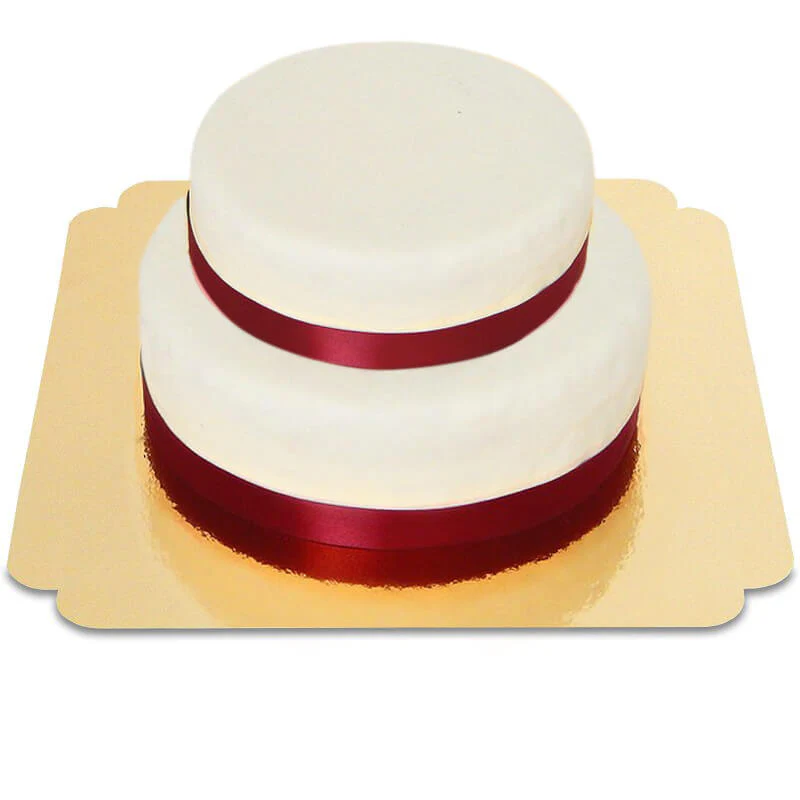 Zweistöckige weiße Torte mit Tortenband - Image 22