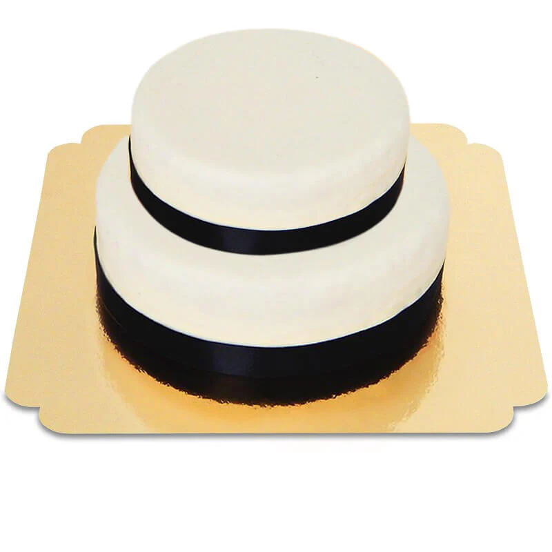 Zweistöckige weiße Torte mit Tortenband - Image 23